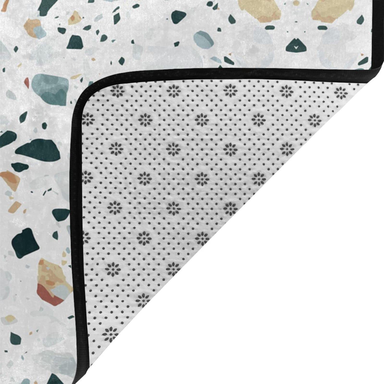 Terrazzo - Tapete antideslizante de franela de mármol pastel de 63 x 48 pulgadas, tapetes para puerta delantera y trasera, tapetes para interiores y exteriores