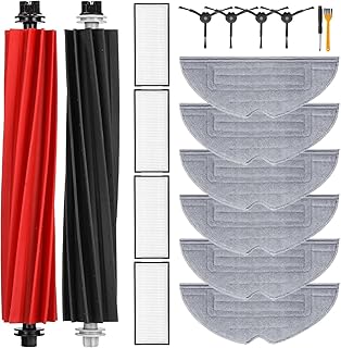 18 Pièces de rechange compatibles avec Roborock S8 / S8 Plus / S8 Pro Ultra Robot Aspirateur, 2 Brosse Principale, 4 brosses latérales, 4 Filtres Hepa, 6 chiffons de vadrouille