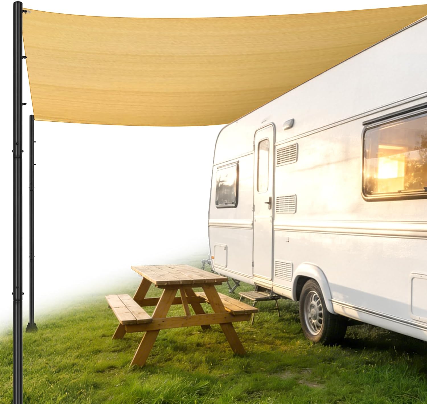 Generic 2 Pack 10FT Heavy Duty Shade Pole Kit 2.4in Diameter Sun Shade Sail Support Pole Kit for Deck Patio Outside Backyard