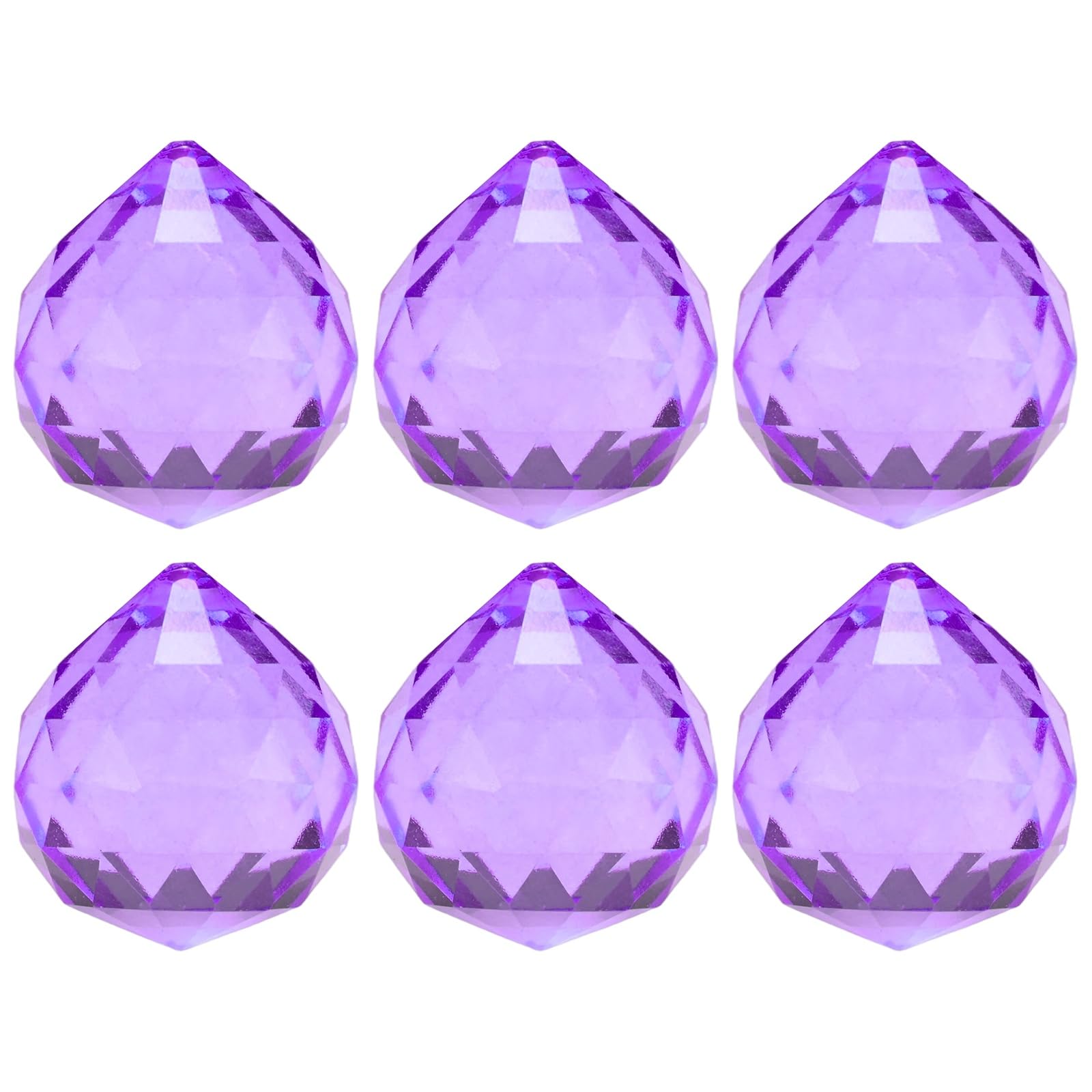 M METERXITY 6-Pack Crystal Ball Prisms, 33.5mm/1.32 Inch Chandelier Pendant Maker Hanging Crystals Chandelier Prisms for Home/Windows/Garden/DIY Decoration[Purple]