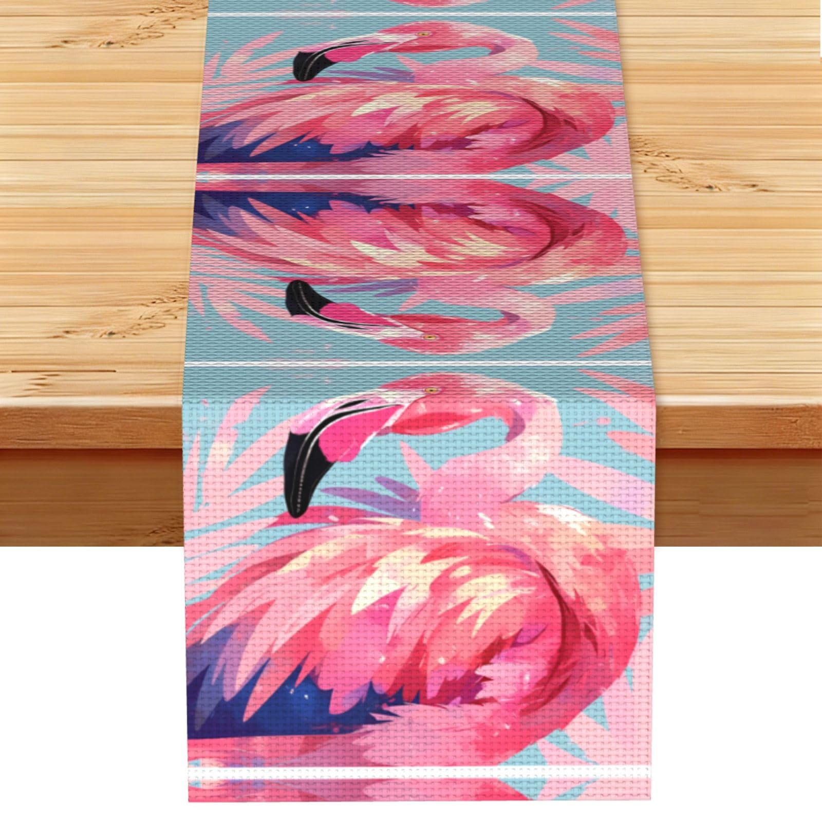 flamingo head Linen Feel Table Runner Wedding Party Home Decoration