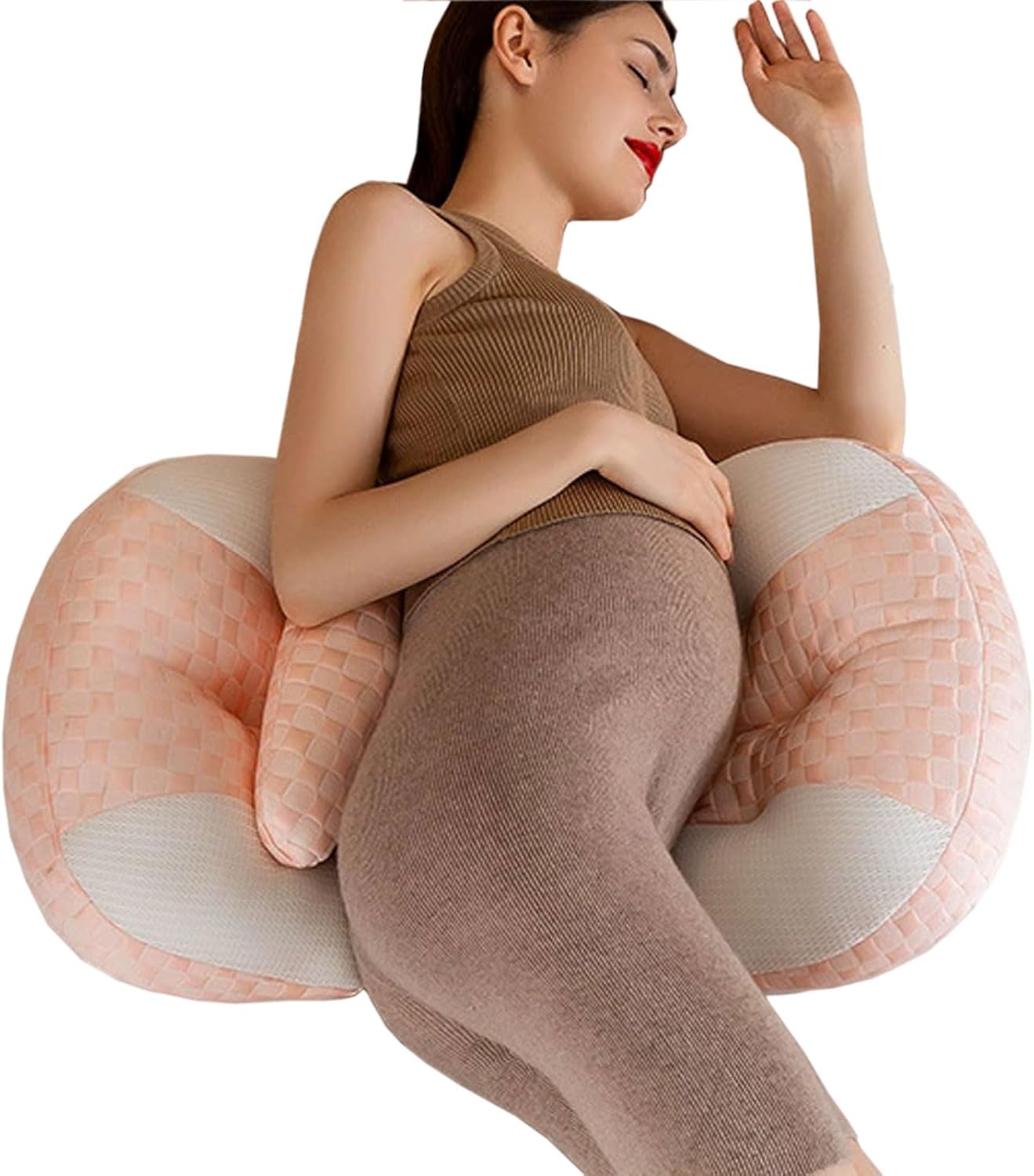 U‑Shape Maternity Pillow for Side Sleepers, Support Pillow for Pregnant Women Belly and Waist, Full Body Relaxation Cushion with Washable Cover for Better Sleep (F)
