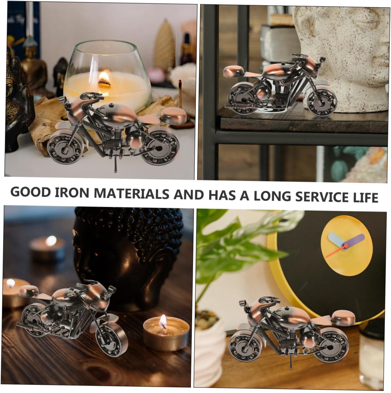 BEBEMOKO Retro Style Motorcycle Desk Decor Iron Craftsmanship Boys and Girls Toy Motorcycle Home Decor Ornament