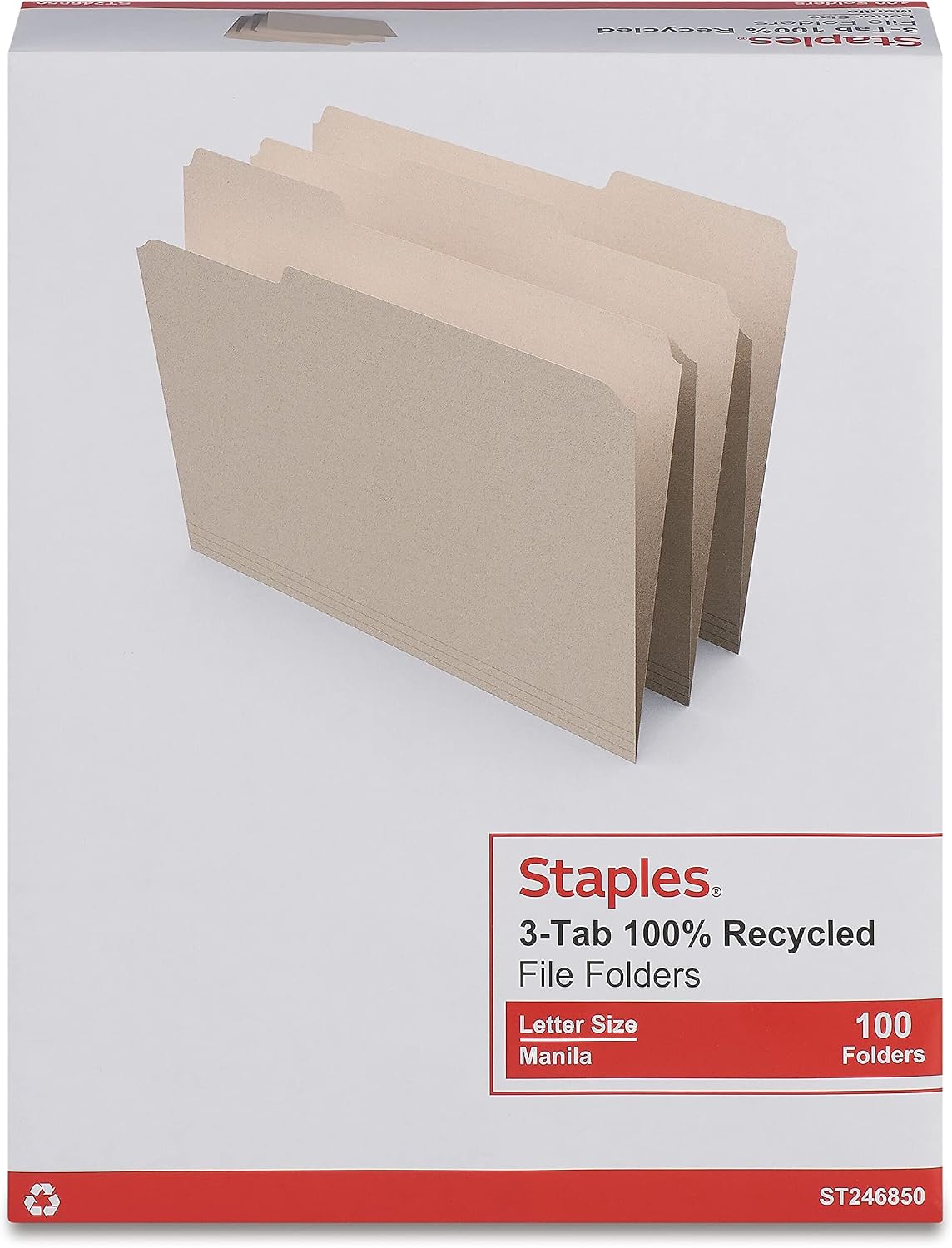 Staples File Folders, Letter Size, 1/3-Cut Tabs, Manila, 200/Carton image 4