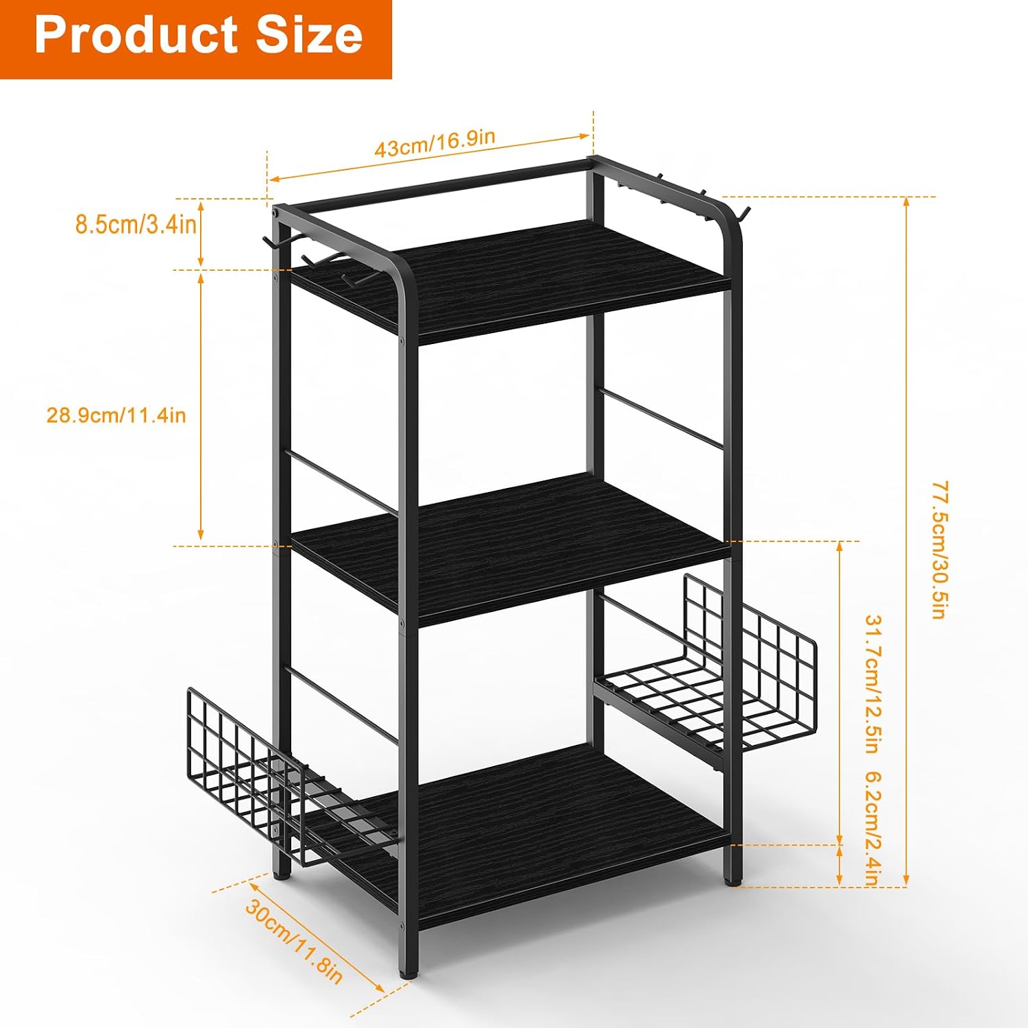 NANANARDOSO 3-Tier Purse Organizer Rack,Floor-Standing Purse Rack Stand for Handbag Storage,Display Stand Shelf for Cloakroom,Bedroom, Living Room, Black