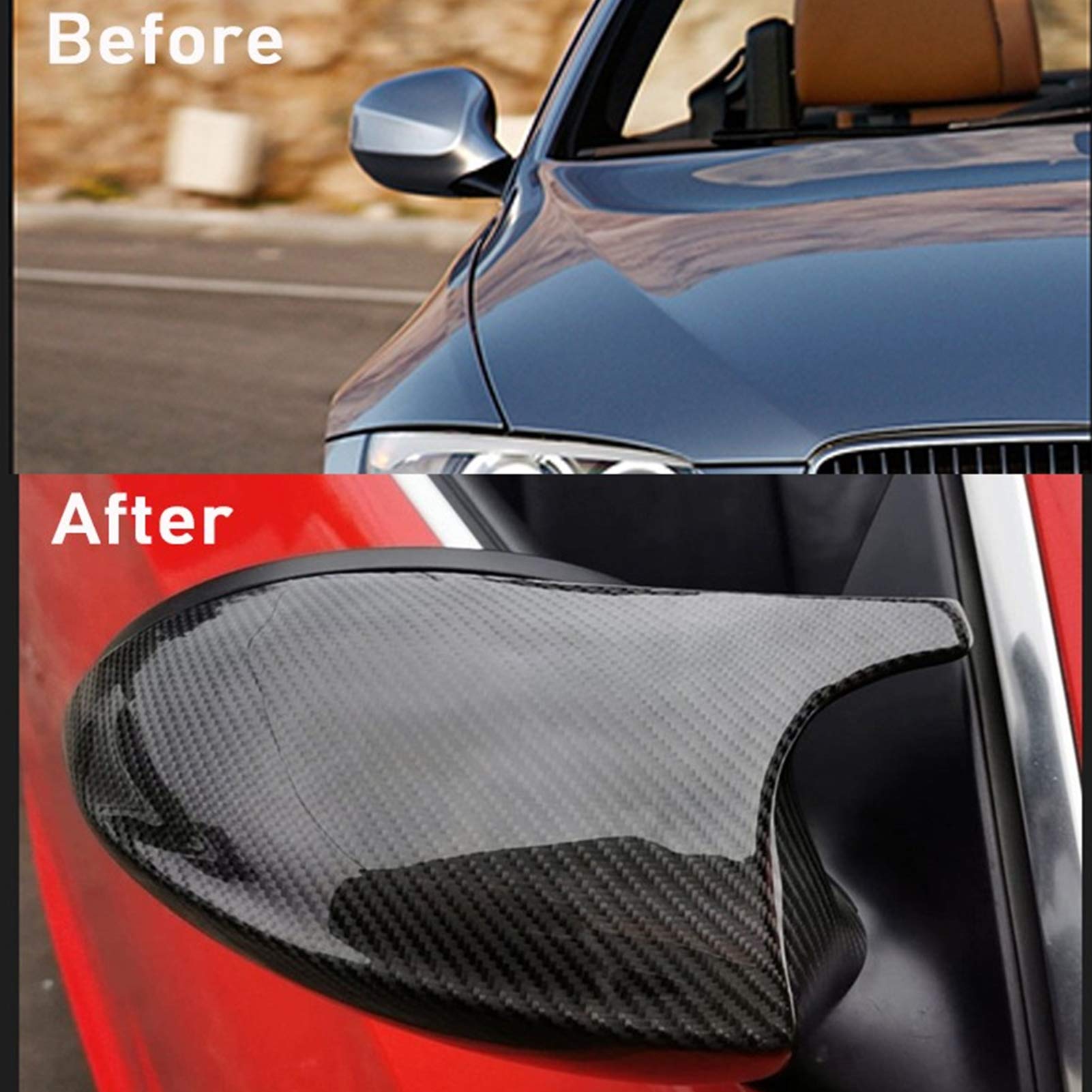 Coque Rétroviseur Fibre Carbone Pour BMW 1 Et 3 Series (E87, E90, Etc.) - Pré-LCI, Brillant Noir, Facile à Clipser