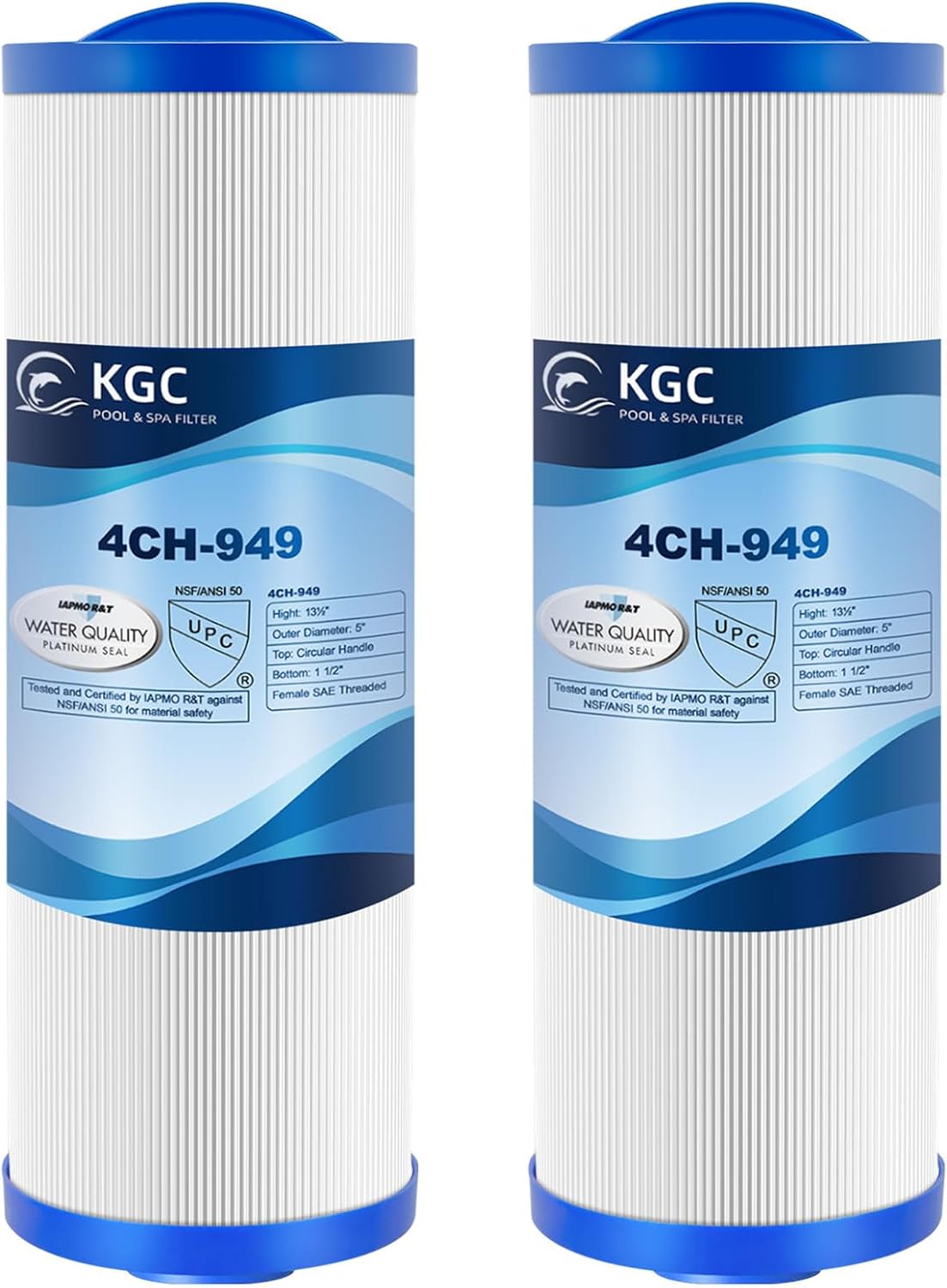 KGC 4CH-949 Spa Filter 2 Pack - Compatible with Pleatco PWW50L, Filbur FC-0172, SD-01143, 817-4050, Waterway Teleweir 50, Rising Dragon 50. Hot Tubs Filter Cartridge