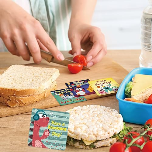 Miniatura 6 de Shemira Paquete de 100 notas para lonchera para niños, tarjetas de afirmación inspiradoras para niñas y niños, tarjetas motivacionales para niños,