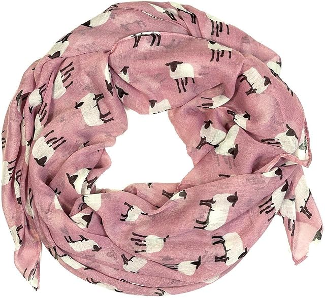 Sheep Print Design Scarves for Women Lightweight Large Size Scarf (Dusty Rose)