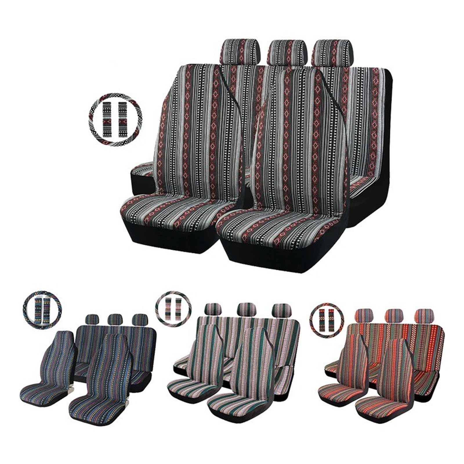 Coprisedili Coprivolante Universale Per La Maggior Parte Dei Sedili Auto Set Di Coprisedili Per Per(7 pieces set Type C)