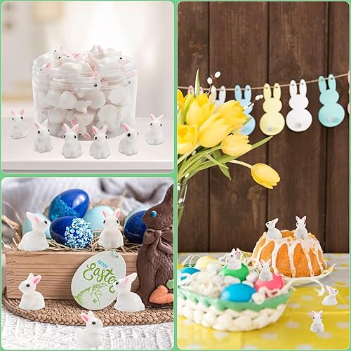 Miniatura 5 de Exasinine 100 figuras en miniatura de conejo, mini conejito de Pascua, mini figuras de resina, animales de hadas, adornos en miniatura para rellenos