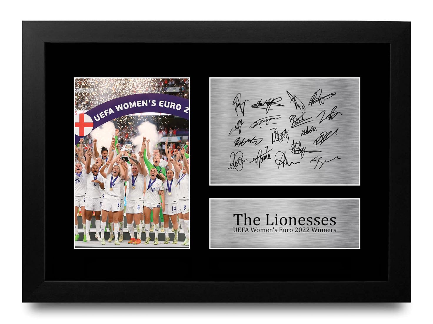 HWC Trading FR A4 England Lionesses Euro 2022 Winners Printed Memorabilia Signed Autograph Photograph Display for Football Fans and Supporters - A4 Framed — image 1