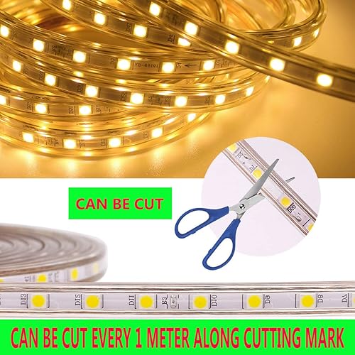 Miniatura 7 de SUYOOULIN Tira de luces LED 33 pies33ft súper brillante de 1000 lm 5050 60 luces LED SM de alto voltaje AC110V-130V Waterpoof IP68 LED para