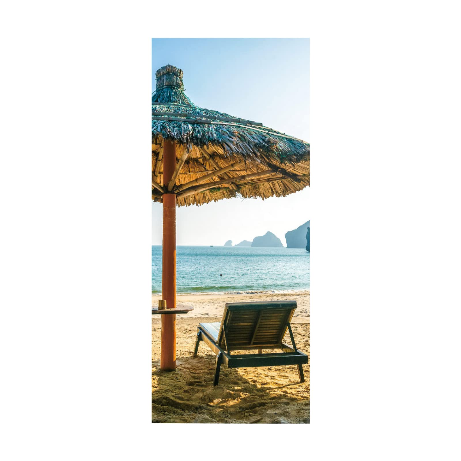 3D Door Stickers Beach and sea Mural Art Sticker Wallpaper Self-Adhesive Decals Removable Vinyl W85 x H205cm