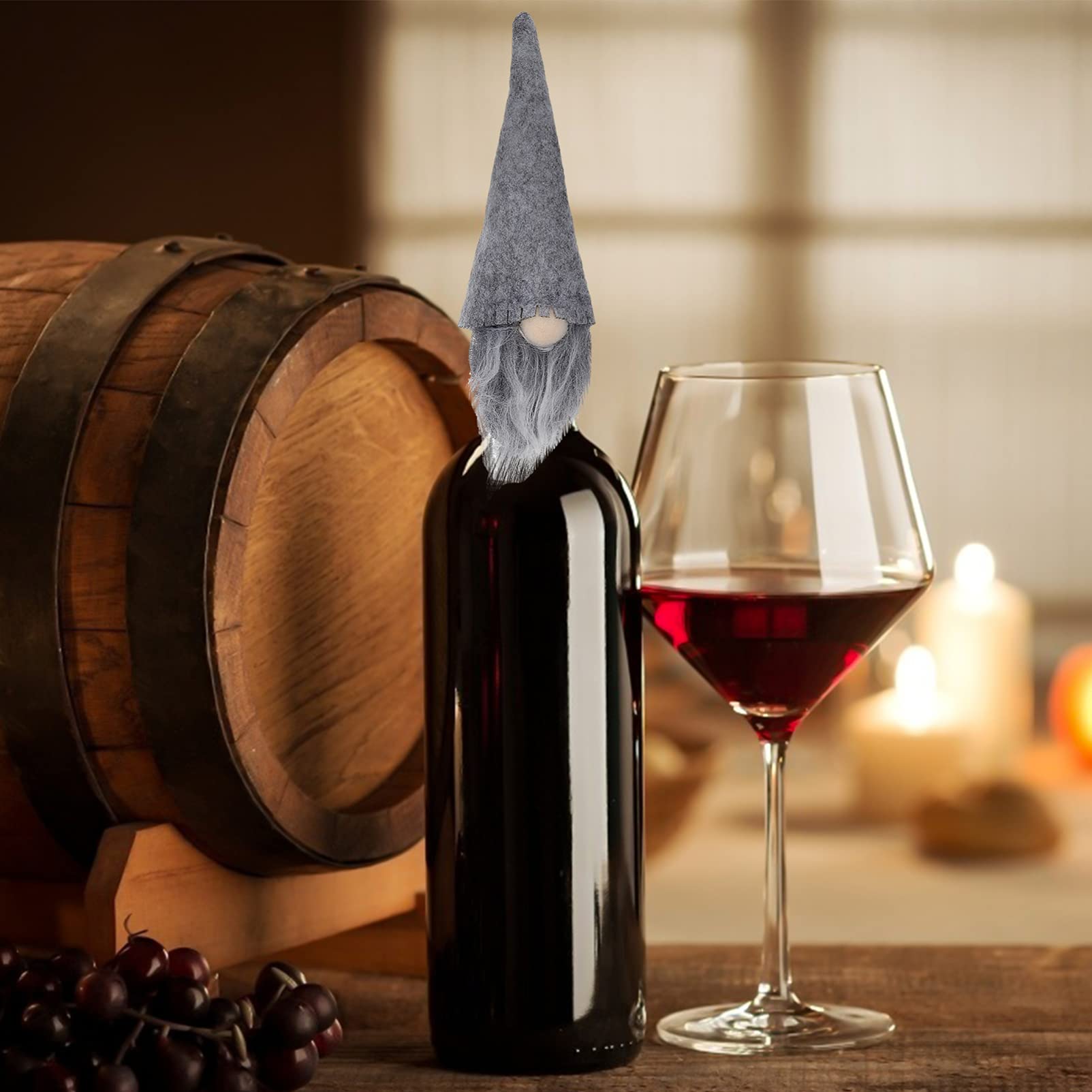 Lot de 10 housses de bouteille de vin sans visage pour bouteilles de vin de Noël - Bouchons de bouteille de vin nain - Capuchons de bouteille de boisson - Pour fête de Noël