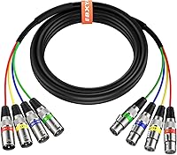 Vista 13 de EBXYA Cables XLR Snake de 3 pies de 4 colores, cable de conexión de micrófono de 4 canales XLR macho a hembra, serpiente de grabación para vivo