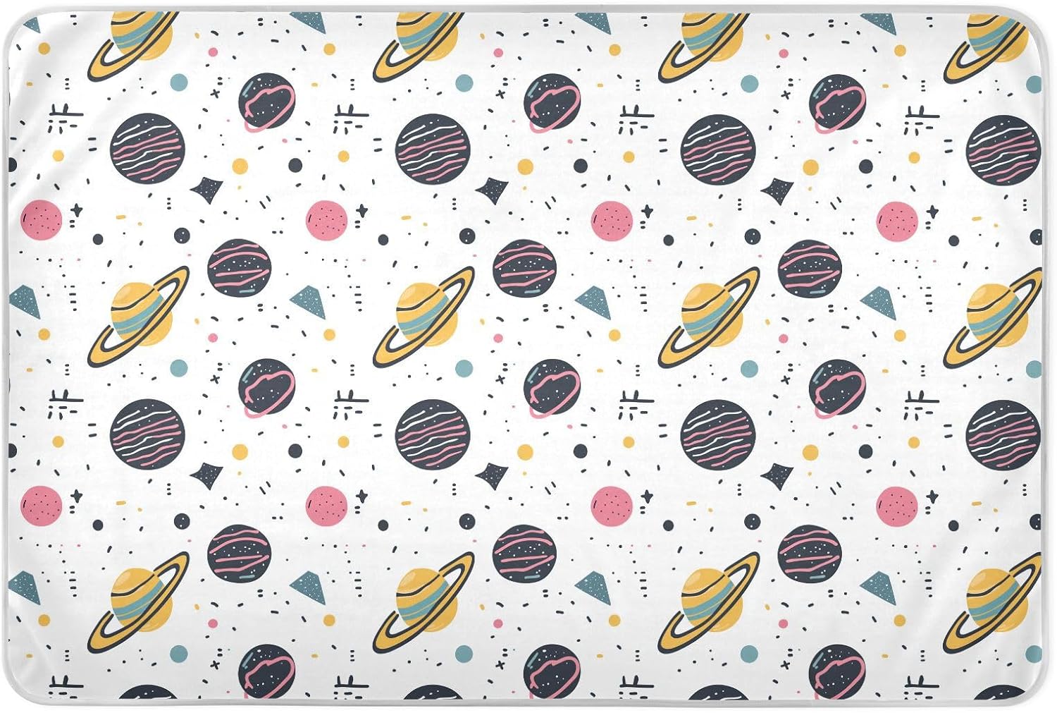 Cartoon Outer Planets and Alphabet Extra Large Resuable Training Pee Pads for Kids Waterproof Washable Mattress Pad Leakproof Quick Drying Cradle Mattress for Kids Bedwetting , 52" L x 34" W