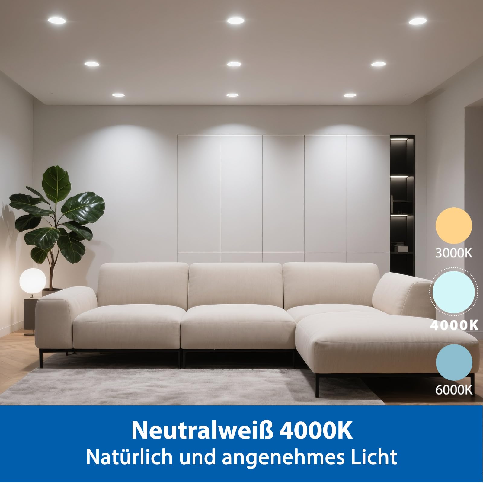 ZIZZLER 40er Set LED Einbaustrahler 230V Flach 68-80mm IP44 Neutralweiß 5W 4000K