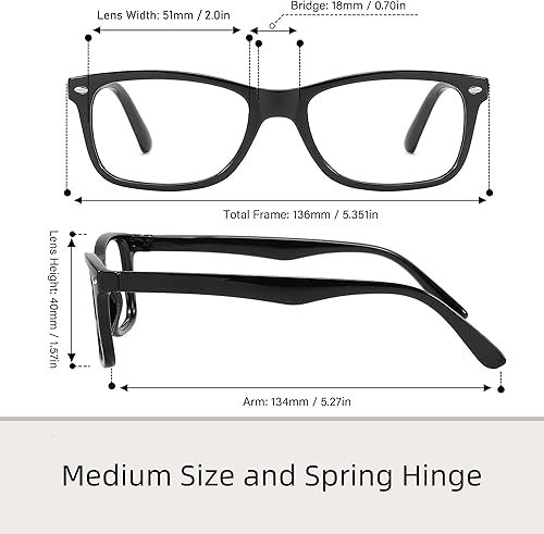 Miniatura 4 de Przene Gafas de lectura para hombres y mujeres, con bloqueo de luz azul, bisagras de resorte, paquete de estilo ligero