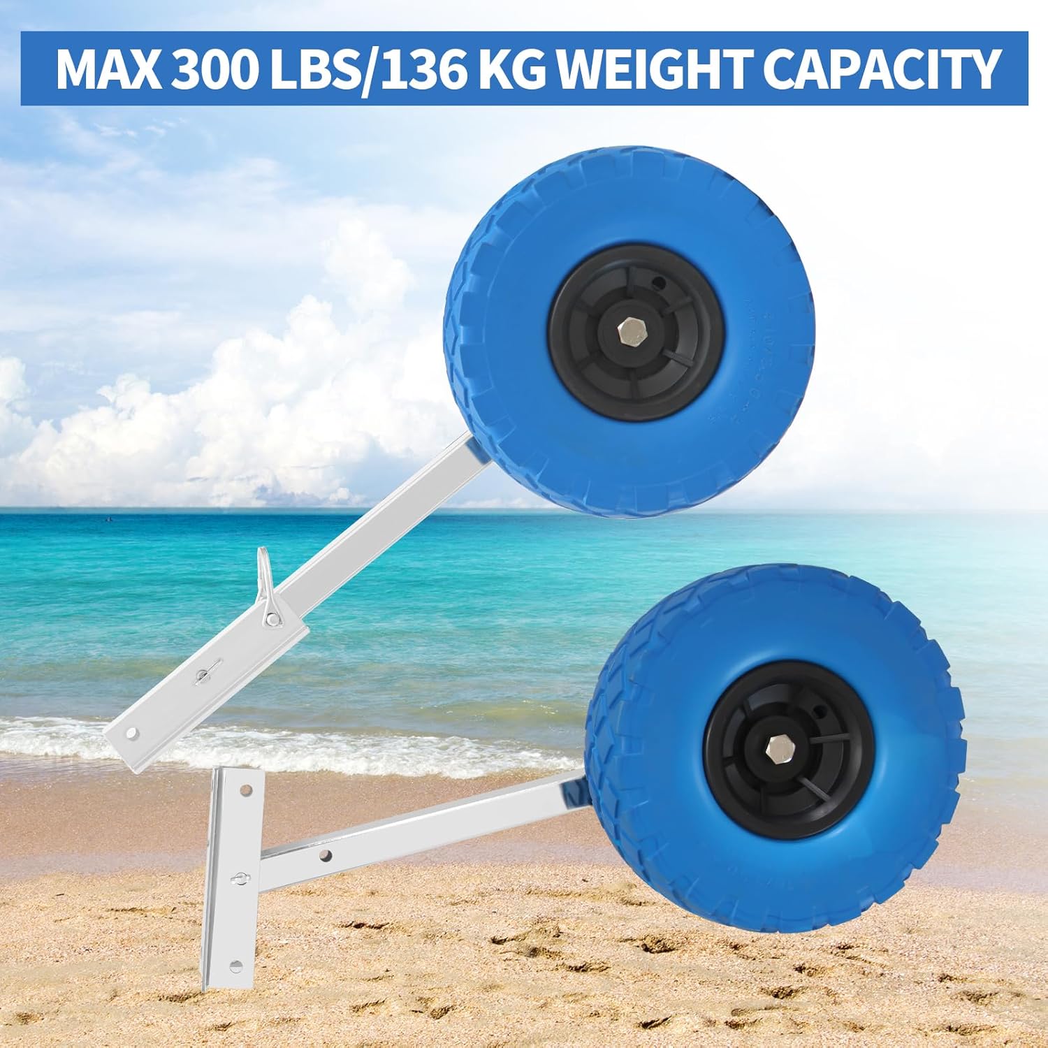 Boat Launching Wheels, 300 LBS Loading Capacity Inflatable Boat Launch Wheels, 10" Boat Transom Launching Wheel for Inflatable Dinghies, Rowing Boats
