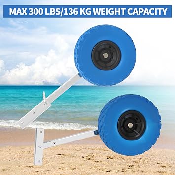 Boat Launching Wheels Boat Transom Launching Wheel Jon Boat Wheels for Inflatable & Aluminum Boats with 2 Pcs Quick Release Pins