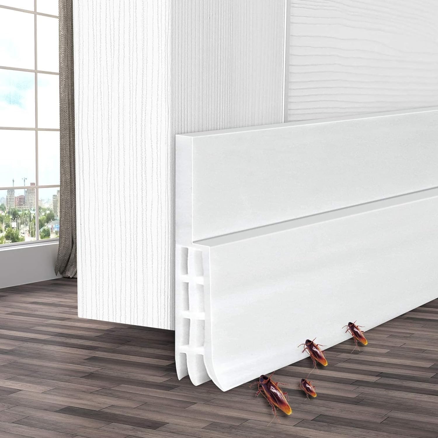 Door Bottom Sealing Strip Guard Self-Adhesive Stopper Sealer Closer Tape Gap Filler for Door Seal Strip for Air Gap Cockroach Insect Bugs Draft Stopper Waterproof and Soundproof 1M (White) (B0CRRVSM73) Amazon Price History, Amazon Price Tracker