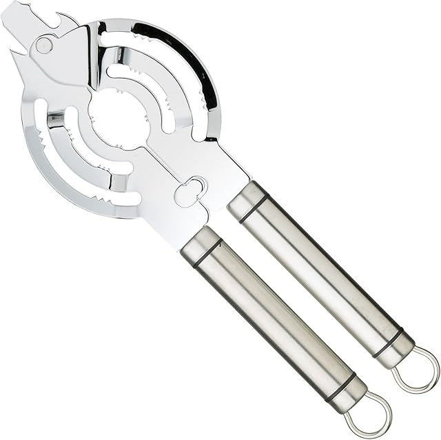 KitchenCraft KCPROJO Professional Jar and Bottle Opener with Ring Puller, Stainless Steel, Fits Most Lids and Screw Tops, Silver, 9 x 26.5 cm