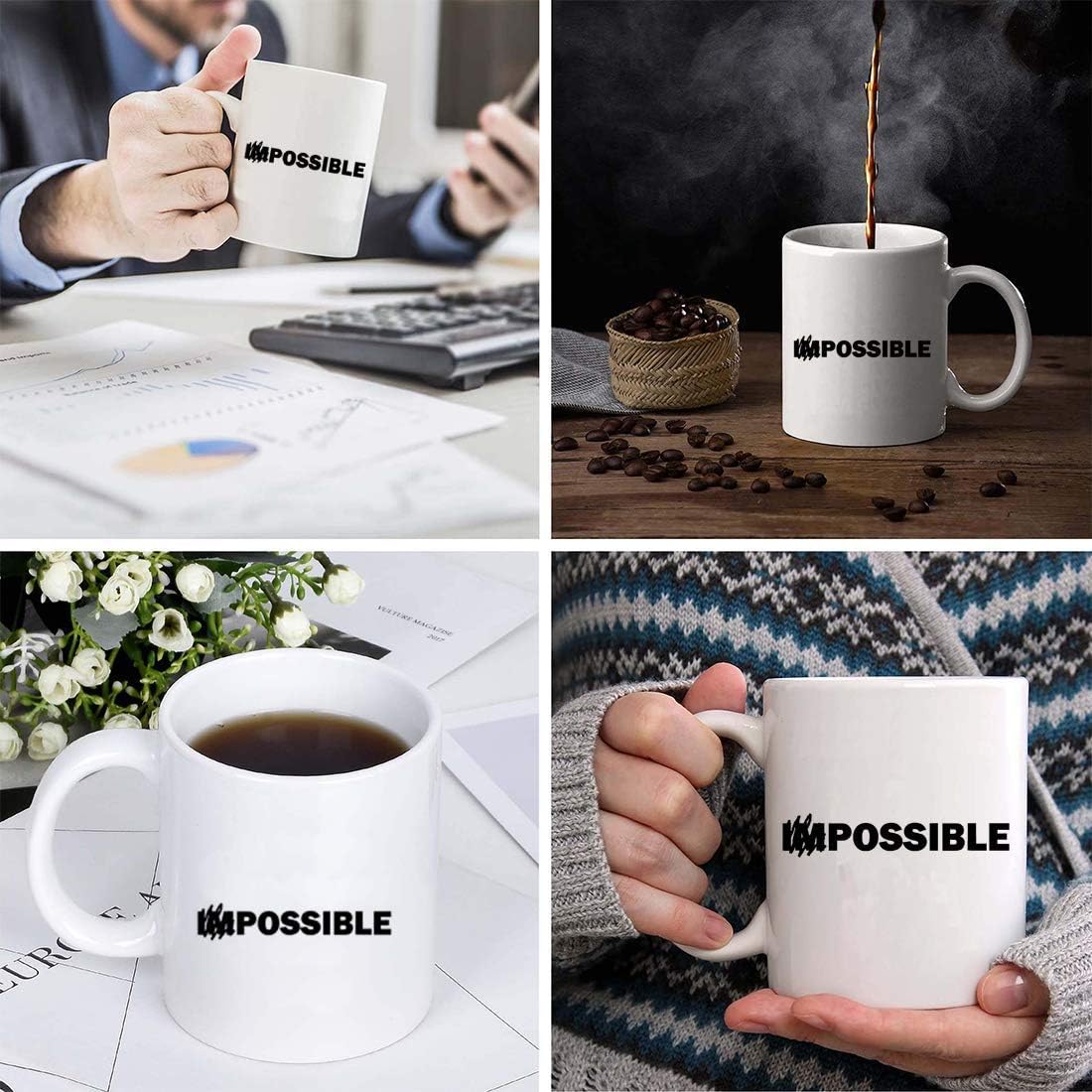 Black Friday Clearance Motivational Mug - Impossible T-Shirt - Inspirational Motivational Entrepreneur Mugs Cups for Men Women