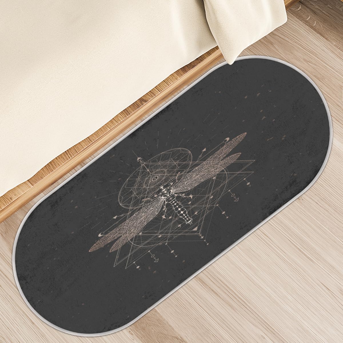 Tapis de sol anti-dérapant motif libellule grand format 50x120 cm de haute qualité