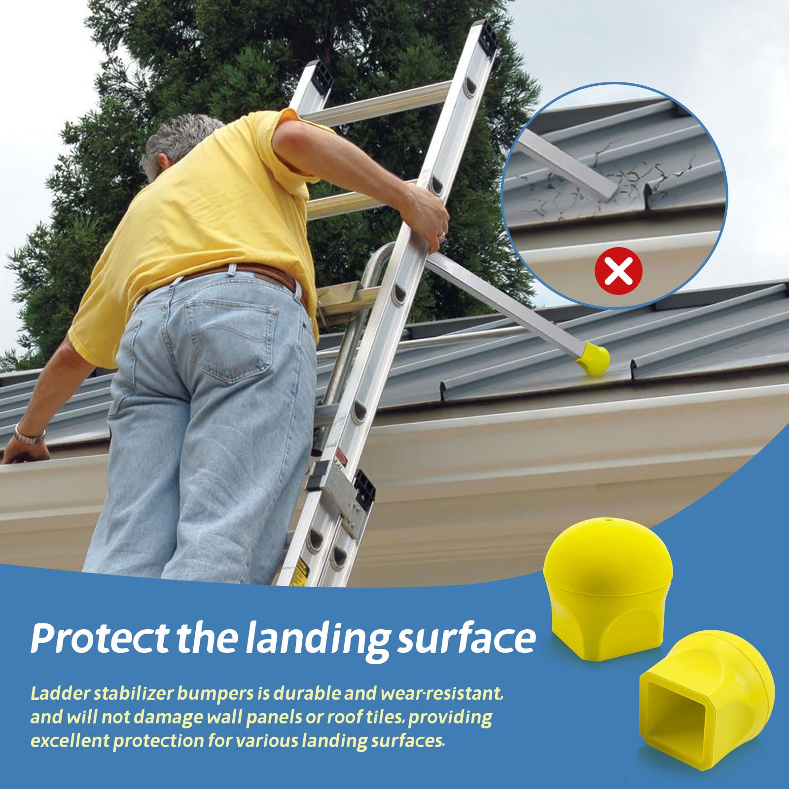 Rubber Ladder Tips Ladder Stabilizer Bumpers 4-Pack – Non-Slip Rubber Feet For Werner ...