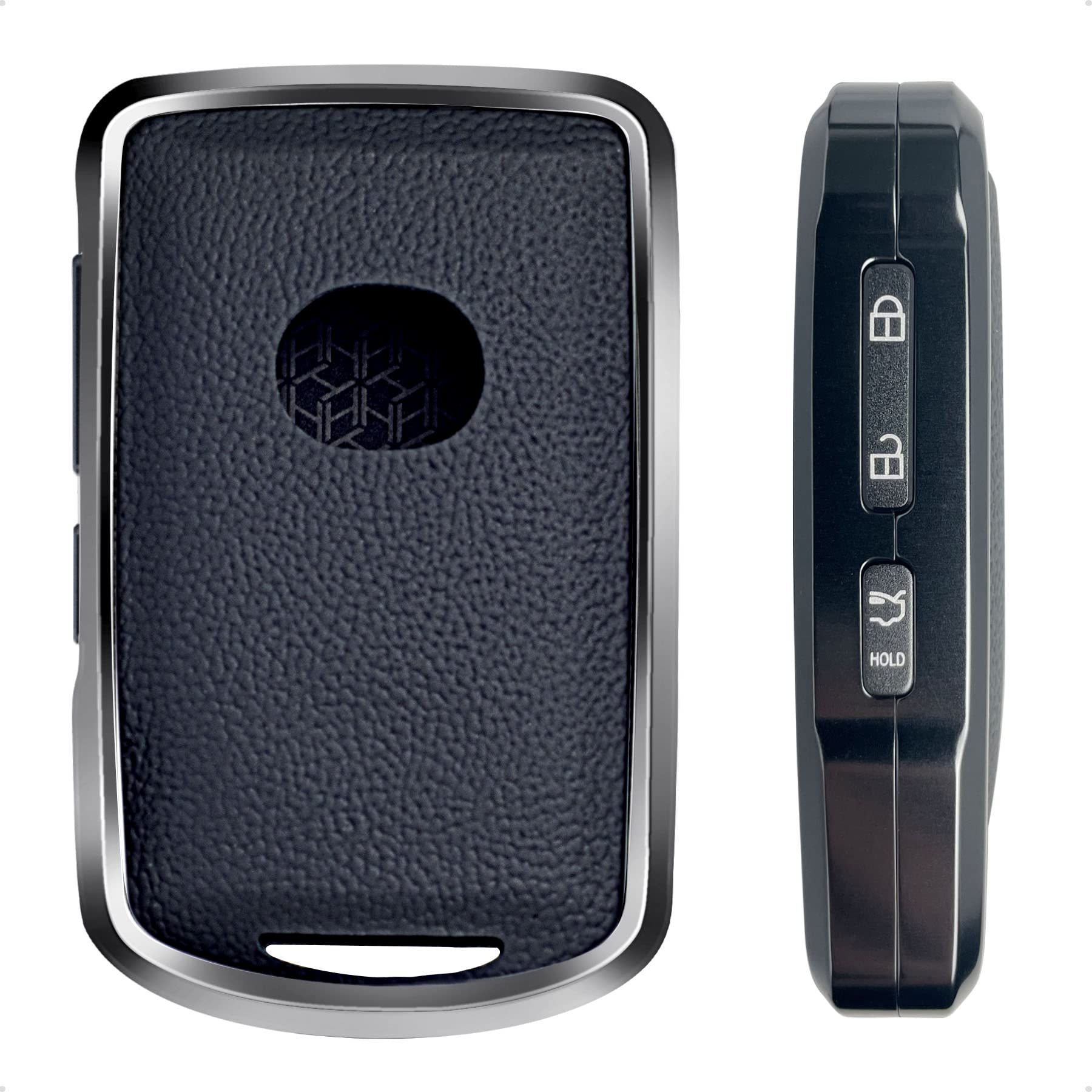 Leather and Aluminum Frame Smart Key Case Cover Compatible Leather