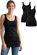 Basic Treasure 1/2er-Pack Damen Bambus Tank Top oder Langarmshirt