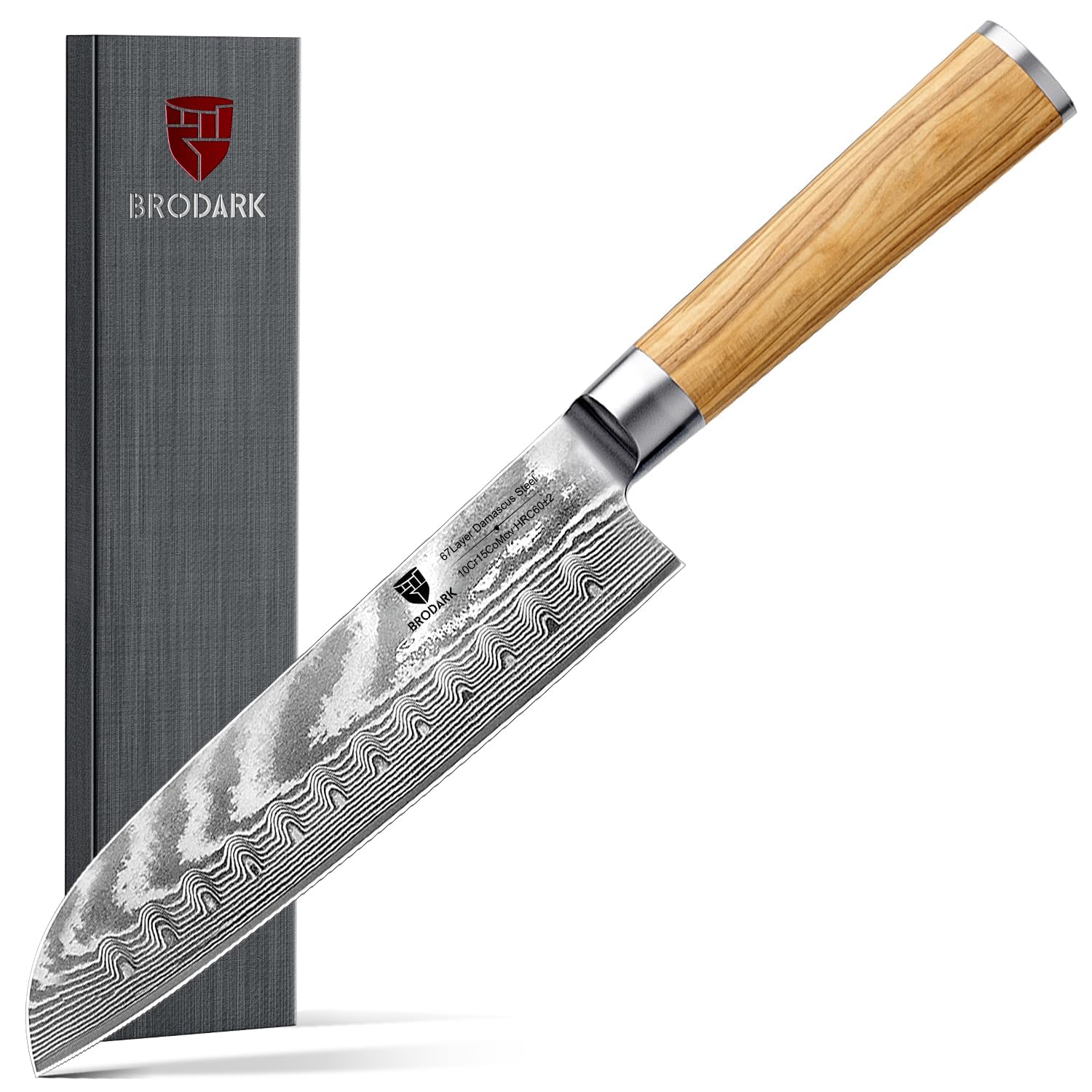 BRODARK Damascus Santoku Knife 7 Inch