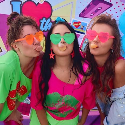Miniatura 3 de 4PCS Heart Glasses for Women - Cute Sunglasses for Party, Festivals & Color War Accessories