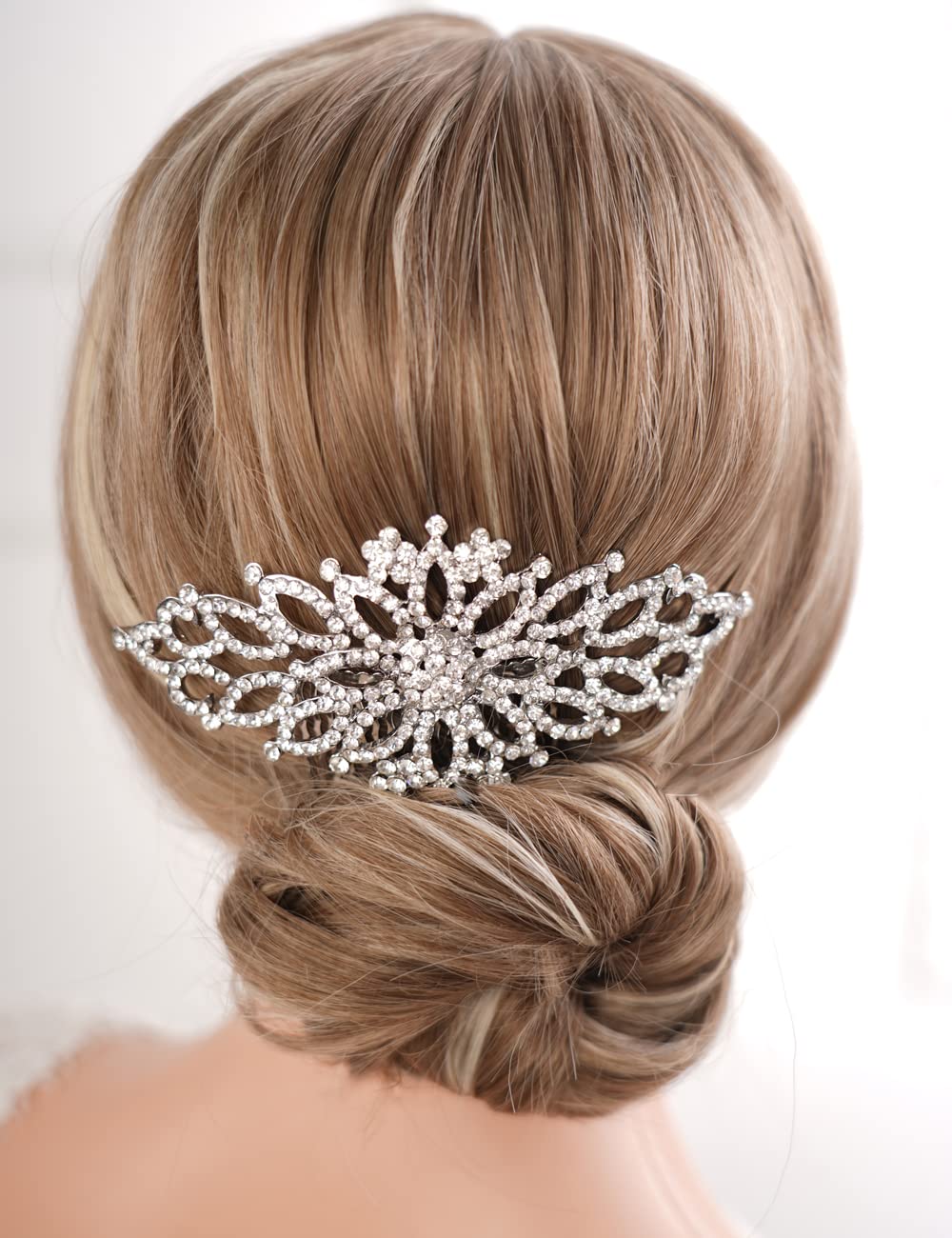 Missgrace Women Bridal Wedding Silver Rhinestones Simple Side Hair Comb Special Occasion Headpiece Hair Accessories for Women (Silver 3)
