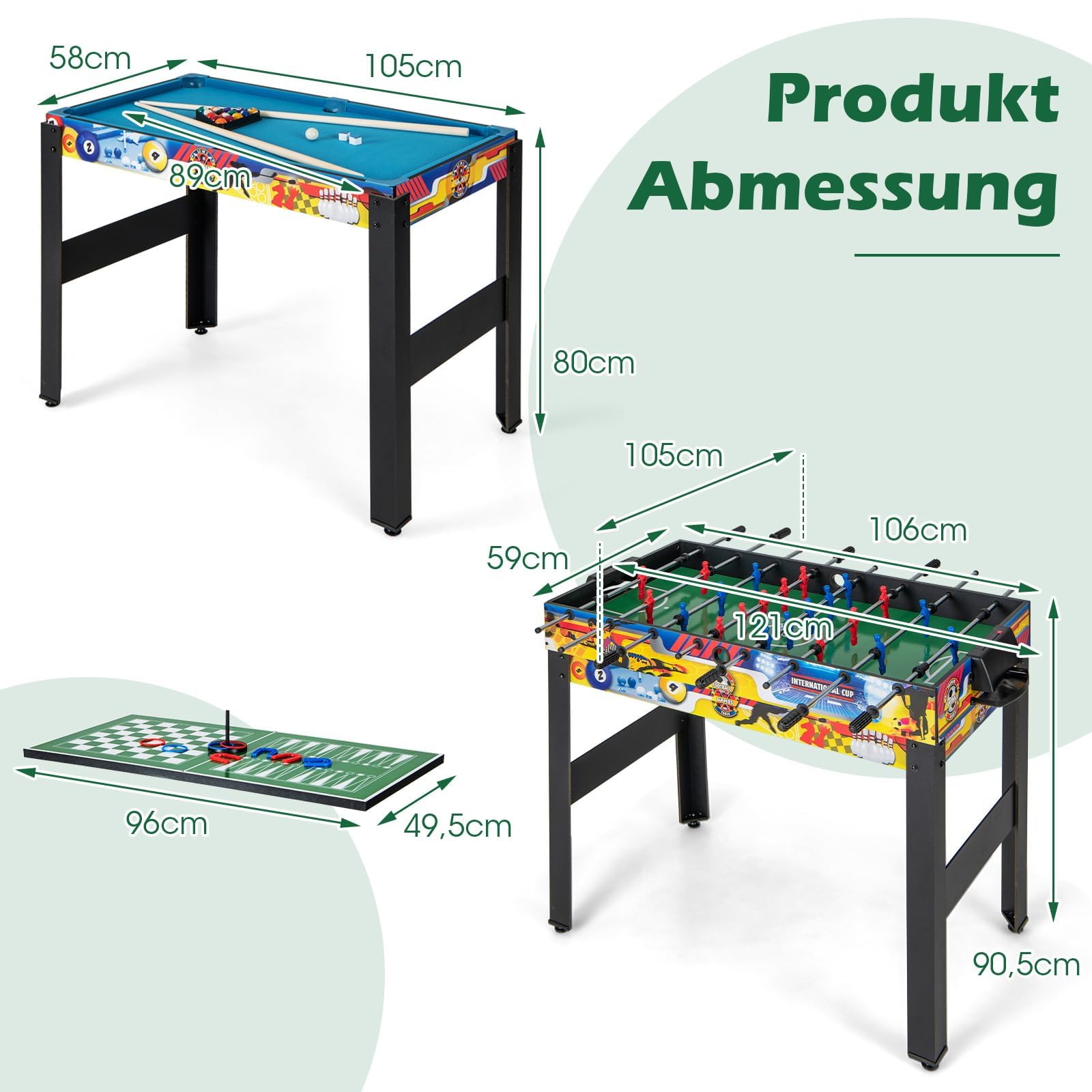 COSTWAY 12 in 1 Spieltisch, Multifunktionstisch mit Tischfußball, Airhockey, Billard, Tischtennis, Schach, Bowling, Shuffleboard, Kombi-Tisch Tischkicker für Zuhause, Büro, Bar