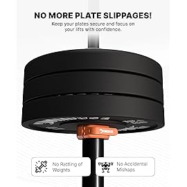 DMoose Barbell Clips (Pair) - Quick Release Olympic Barbell Clamps with Anti Slip TPR Grip - 2 Barbell Collars for Secure Weightlifting & Powerlifting (Orange - Non Magnetic)