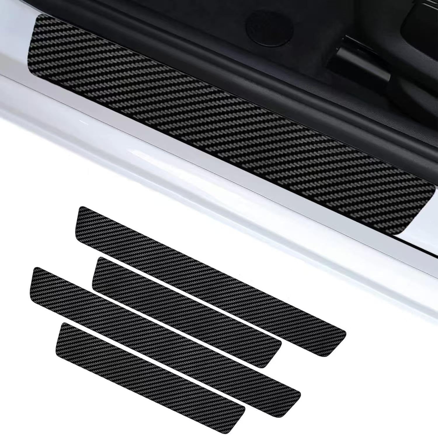 Woniyal Car Door Sill Protector for Skoda Karoq (NU7) | 2017, 4Pcs Carbon Fiber Scuff Plate Guard Anti-Scratch Threshold Cover Stickers Trim Accessory