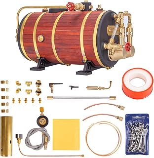 KACIO Copper Steam Engine, WS100L 850mL Horizontal Steam Boiler with Pressure Gauge & Safety Valve, for 1-1.5m Model Boats Steam Engines Collection