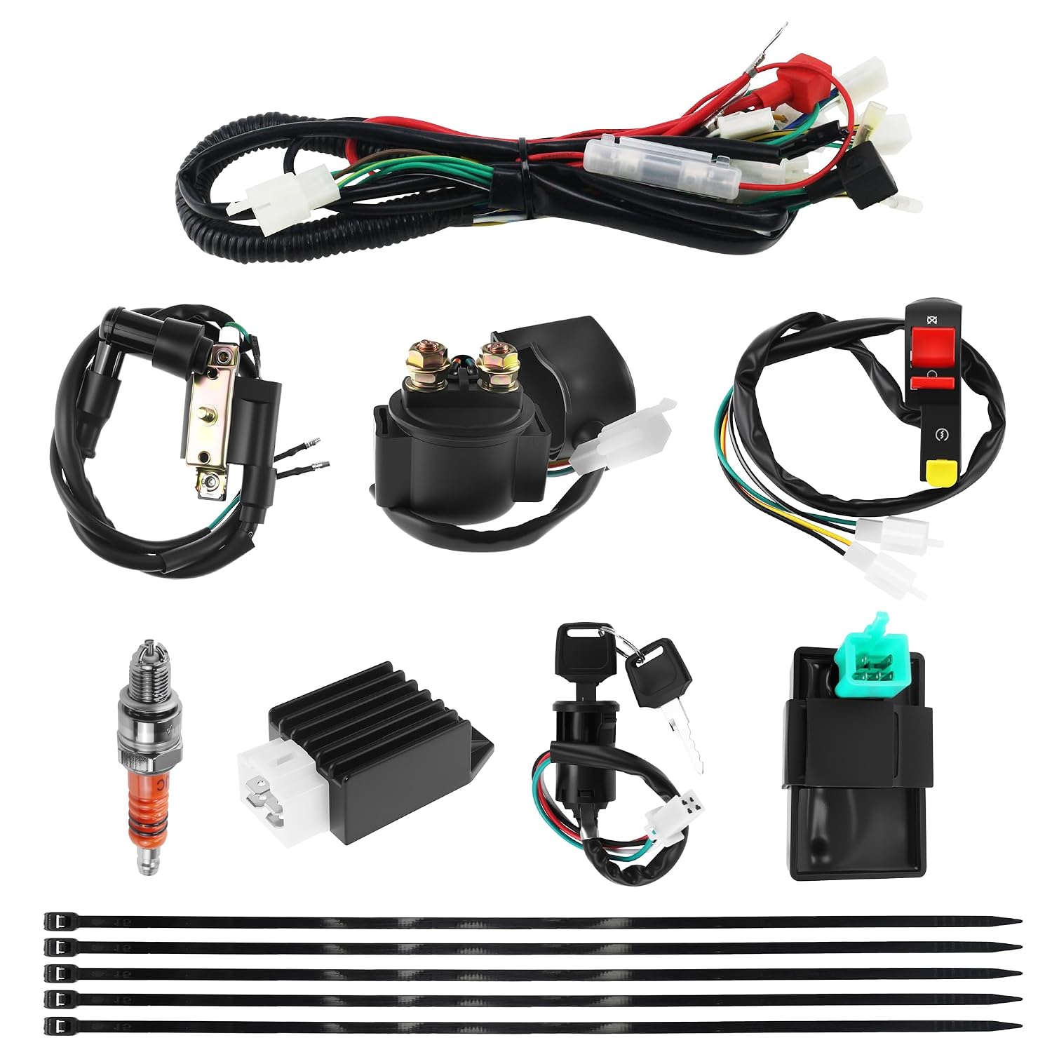 50cc 4-Stroke Chinese Dirt Pit Bike Full Wiring Harness 5-Pin AC CDI