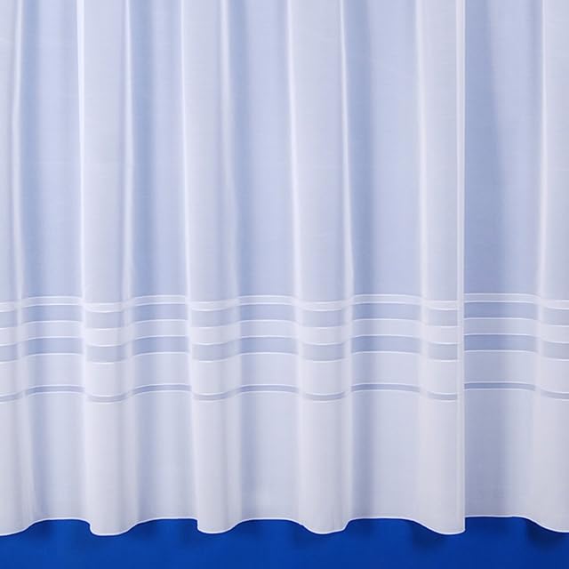 Leanne Semi-Plain Net Curtain In White - Sold By The Metre - 36" (91cm) Drop