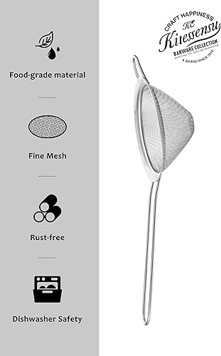 Miniatura 2 de KITESSENSU Colador de malla fina, colador de malla pequeño de acero inoxidable 188 con asa, colador de cóctel efectivo en forma de cono de 3.3