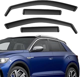 Deflectores de viento negros, protectores de lluvia compatibles con Volkwagen T-Roc 2017-2024, visera solar inastillable lateral en canal, deflectores de ventana, juego de 4 piezas