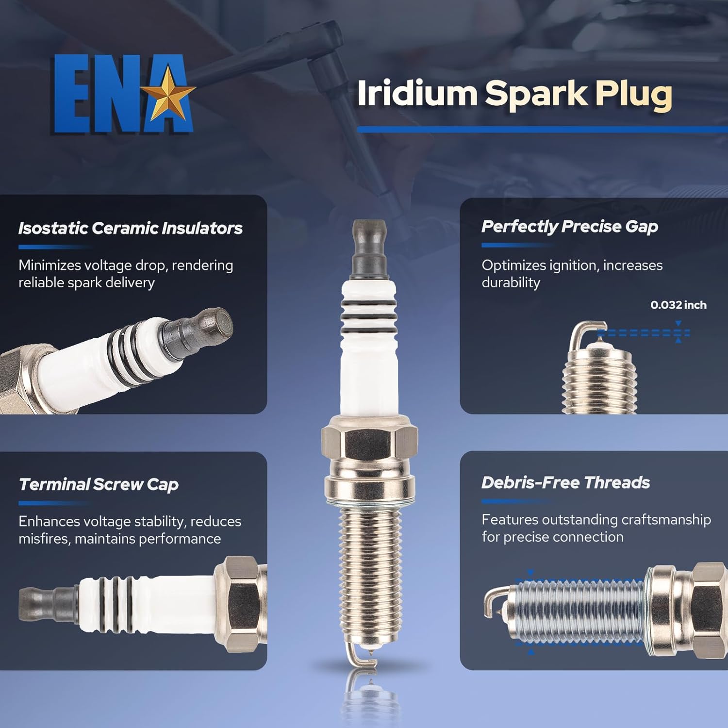 ENA Set of 8 Spark Plug for 93911 LKR7AIX Compatible with Mercedes-Benz CL550 CLK550 CLS550 E550 GL450 GL550 G550 ML550 S450 S550 SL550 R550 Sprinter 2500 3500 Outlander Fortwo