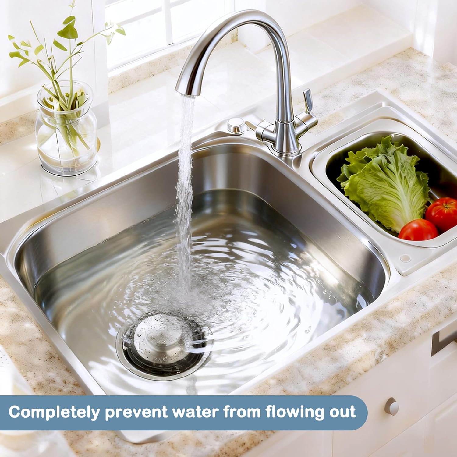 2 Pack 3 3/8 inch (86 mm) Stainless Steel Sink Stopper, Kitchen Garbage Disposal Plug with Wide Rim, Fits Standard 3.5 Inch Drains, Durable and Rustproof -Silver
