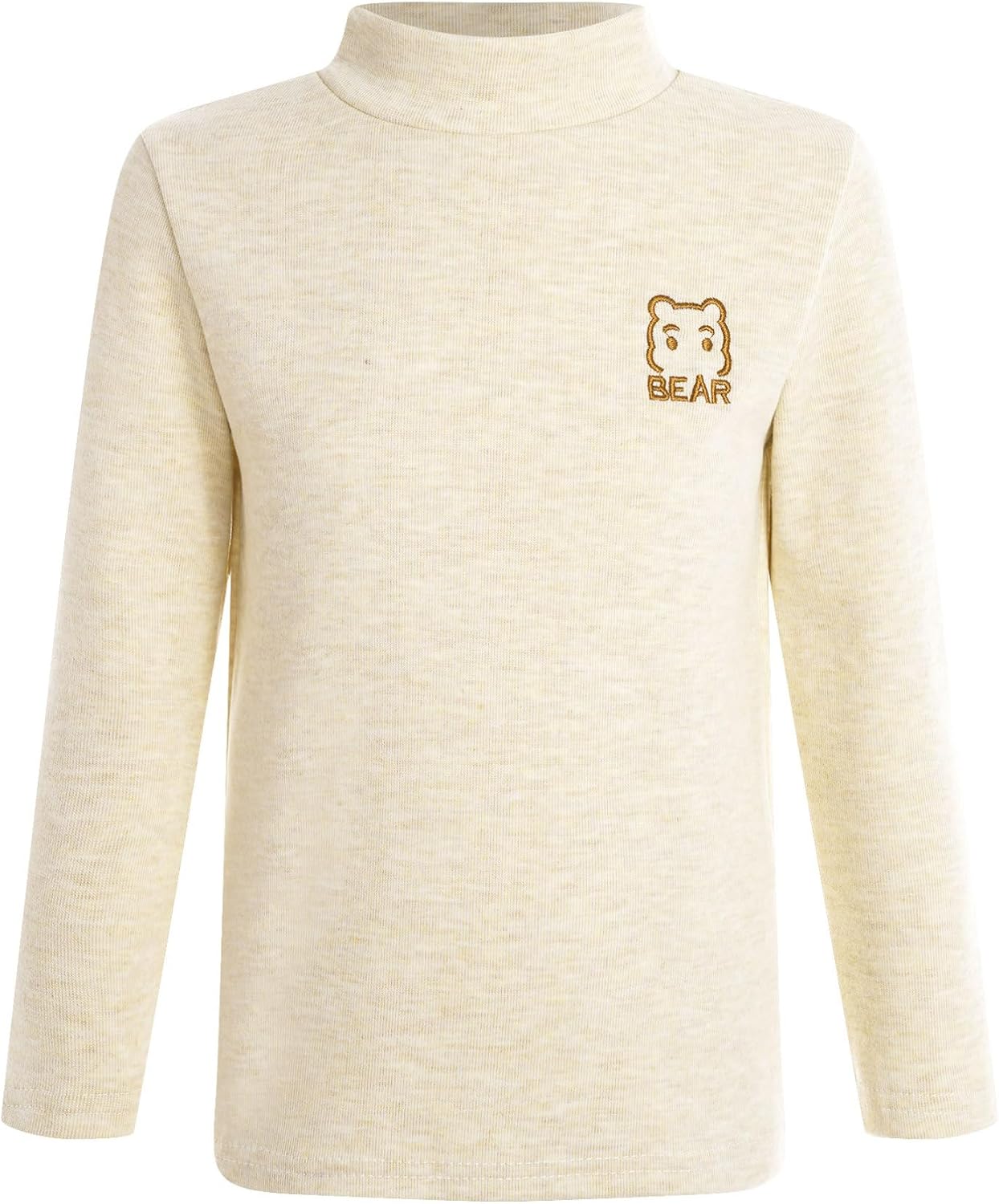 TiaoBug Boys Girls Turtleneck Warm Long Sleeve Thermal Underwear Tops Bear Embroidery T-Shirts Base Layer Undershirts