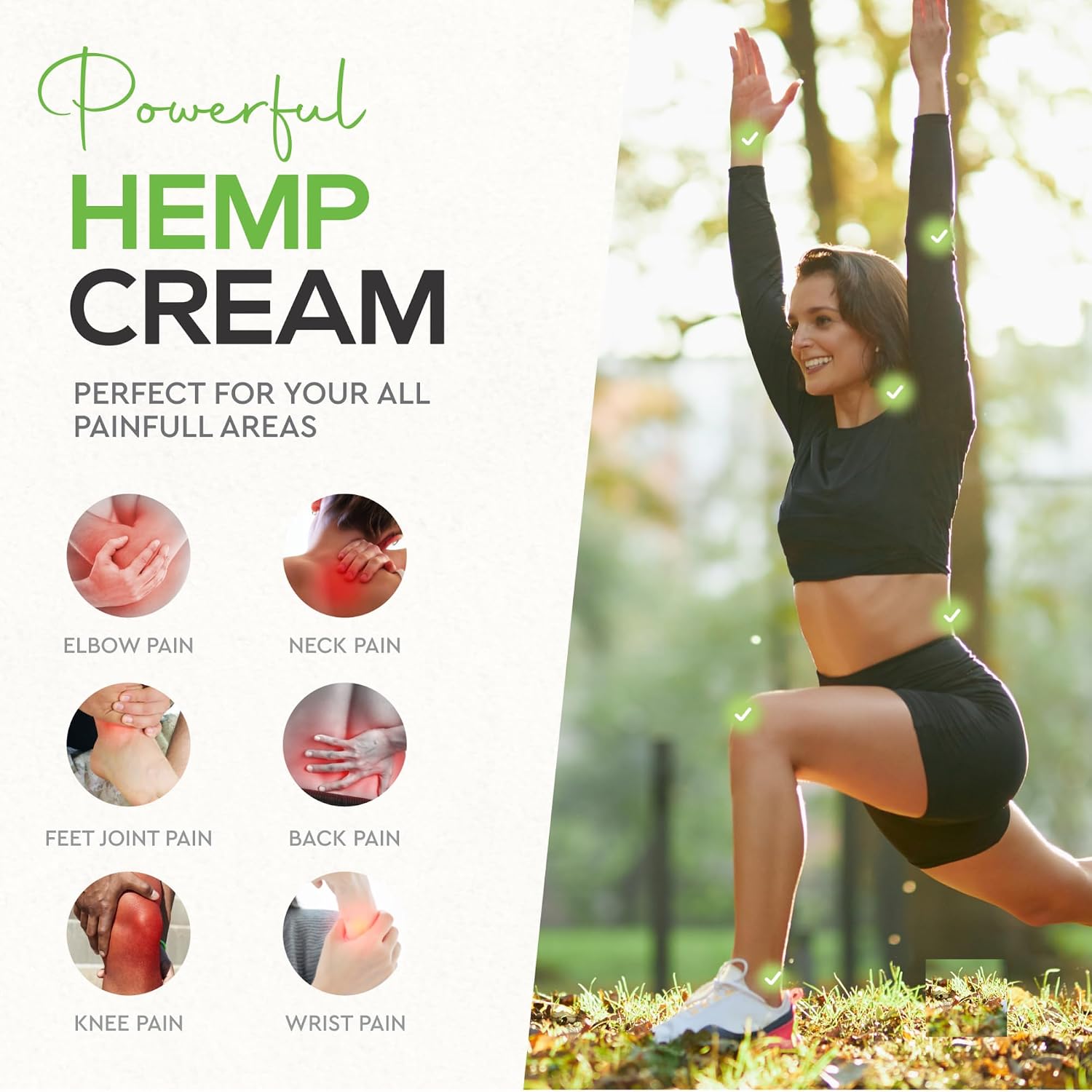 Hemp Cream - Maximum Strength for Muscle Relief, Back Pain, Joint, Neck, Knees & Elbows - Natural Hemp Oil Extract with Turmeric, MSM, Arnica - Made in USA 8 Oz
