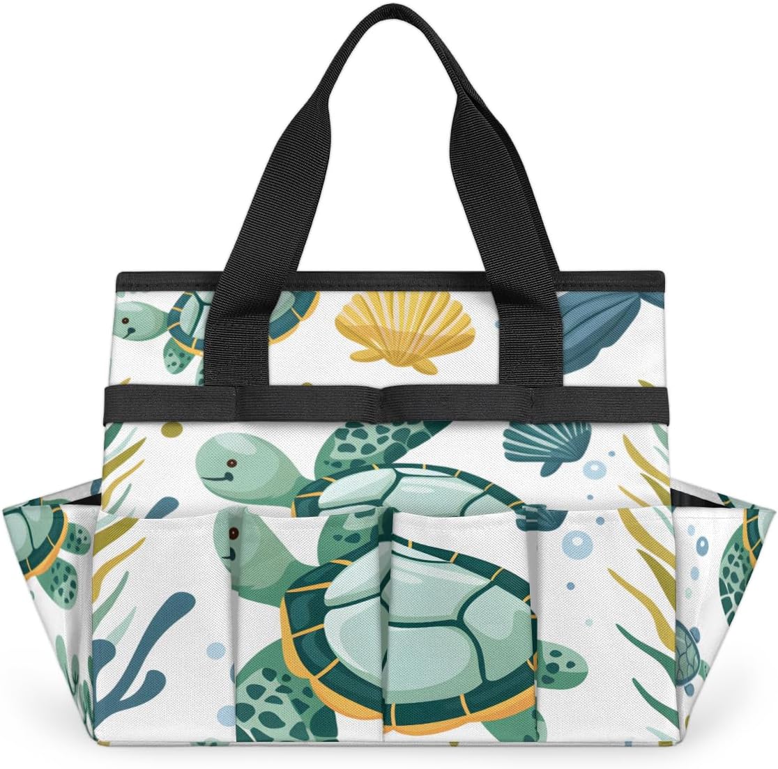 Cute Turtle Garden Tool Bag with Hard Bottom and 10 Pockets