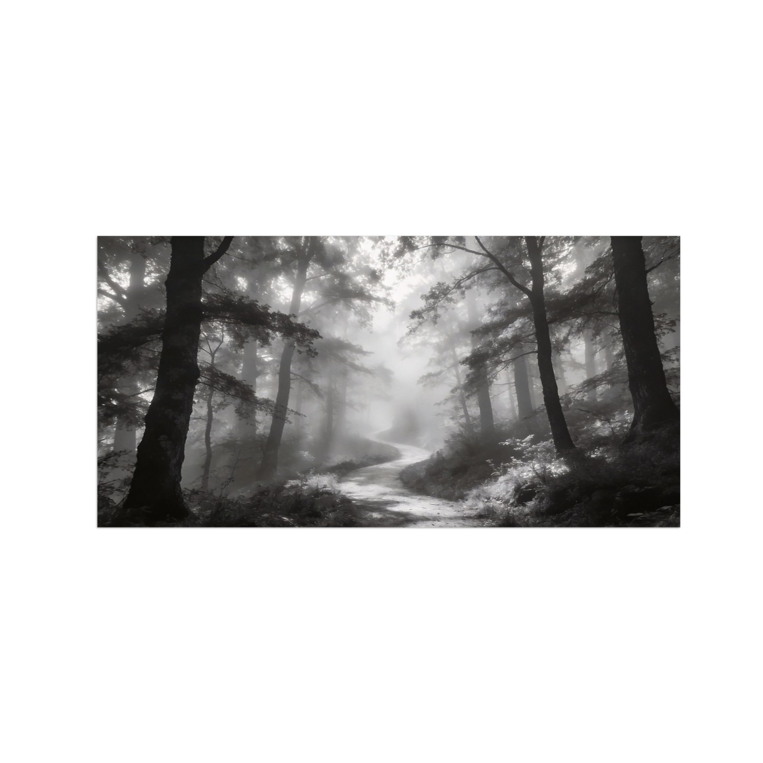 OZPWBVY Black and White Landscape Print Painting-Tree Path 2-Minimalist Canvas Wall Art Picture for Home Decor 8x16in 20x40cm Unframed