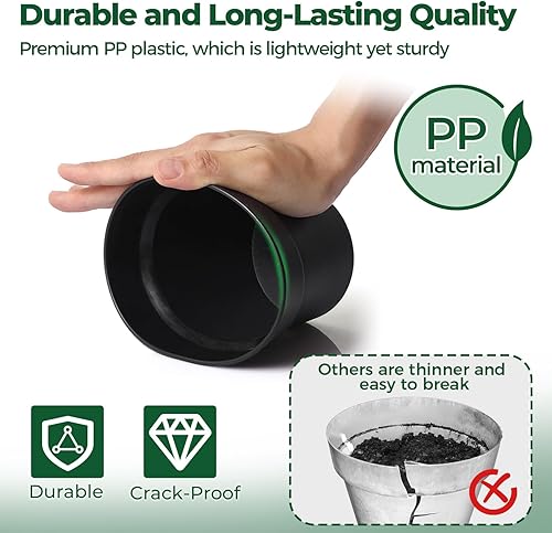 Miniatura 3 de T4U Macetas de plástico de 5 pulgadas paquete de 18 unidades maceta pequeña con agujero de drenaje y platillo maceta decorativa de guardería a